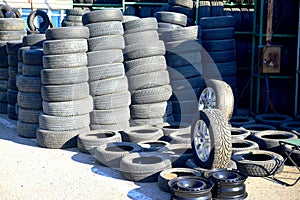 Market of second hand used tyres in Vilnius city