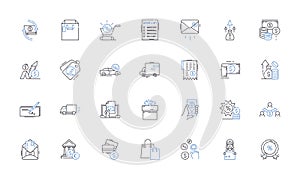 Market Segmentation line icons collection. Demographics, Psychographics, Geographic, Behavioural, Targeting, Niche photo