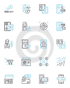 Market segmentation linear icons set. Demographics, Psychographics, Geographics, Behavior, Age, Income, Gender line