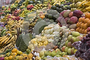 Market selling tropical fruits in Quito, Ecuador