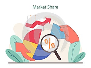 Market Share concept. Analysis of industry trends