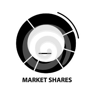 market shares icon, black vector sign with editable strokes, concept illustration