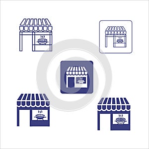 Market shop line icon. Kiosk, store, retail graphic.Shop design icons set. Thin line vector icons for mobile concepts and web apps