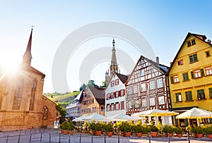 Market Square and Frauenkirche spire in Esslingen