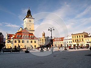 Market square and old City Hall, Brasov, Transilvania, Romania