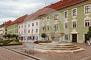 Market square in Sankt Veit an der Glan, Austria