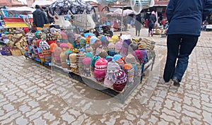 Market stall selling hats in Spice Market