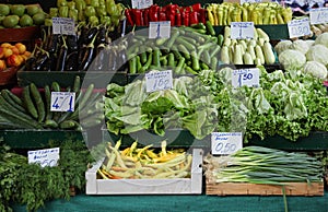 Market stall vegetables