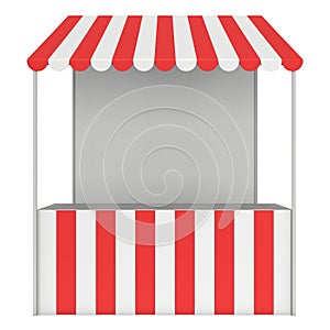 Market stand kiosk stall with striped awning for promotion sale