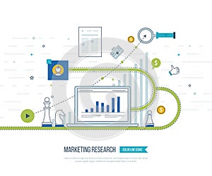 Market strategy analysis, online marketing research, business analytics and planning