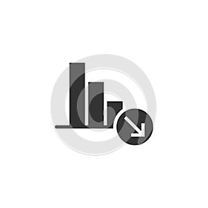 Market trend icon in flat style. Decline arrow with magnifier vector illustration on white isolated background. Decrease business