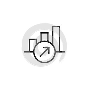 Market trend icon in flat style. Growth arrow with magnifier vector illustration on white isolated background. Increase business