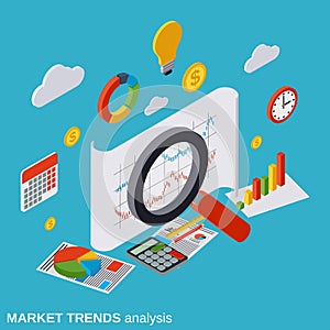 Market trends analysis, financial statistics, business report vector concept