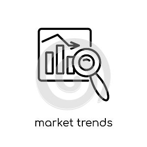 market trends icon. Trendy modern flat linear vector market trends icon on white background from thin line Cryptocurrency economy