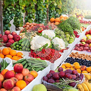 At the market vegetables and fruits