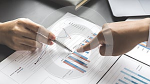 Marketer and Financial Accountant Analyze graph financial data and plan a company`s business strategy