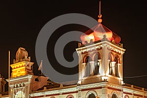 The markethall in the old town of Loule at night. Algarve, Portugal