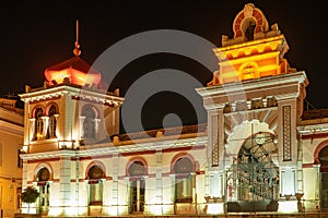 The markethall in the old town of Loule at night. Algarve, Portugal photo