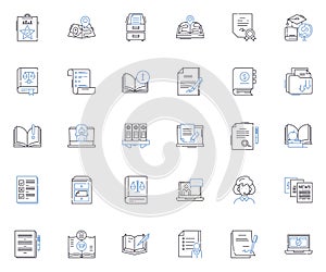 Marketing analysys line icons collection. Segmentation, Demographics, Psychographics, Consumer behavior, Metrics photo