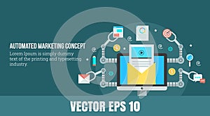 Marketing automation concept - web banner - vector illustration photo