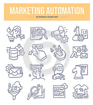 Marketing Automation Doodle Icons