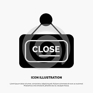 Marketing, Board, Sign, Close solid Glyph Icon vector