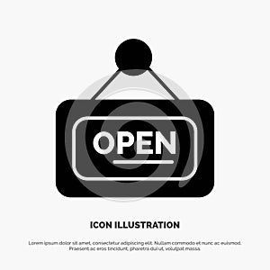 Marketing, Board, Sign, Open solid Glyph Icon vector