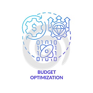 Marketing budget optimization blue gradient concept icon