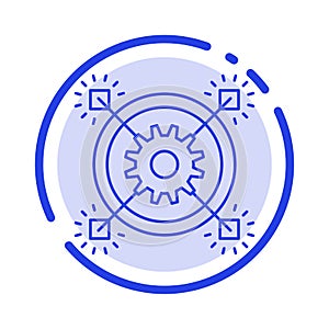 Marketing, Business, Idea, Pertinent, Gear Blue Dotted Line Line Icon