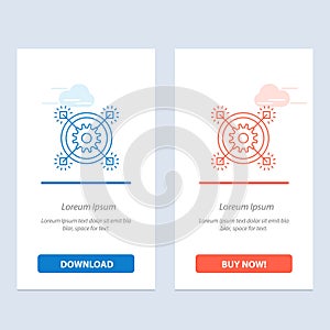 Marketing, Business, Idea, Pertinent, Gear  Blue and Red Download and Buy Now web Widget Card Template