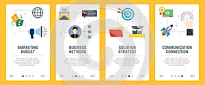Marketing, business, solution strategy and communication icons