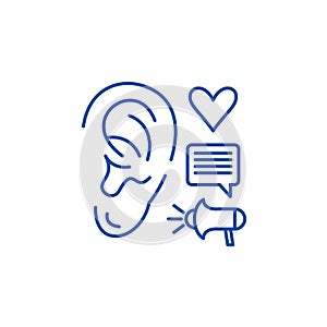 Marketing communications line icon concept. Marketing communications flat  vector symbol, sign, outline illustration.