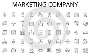 Marketing company line icons collection. Perceptive, Astute, Insightful, Enlightened, Observant, Discerning, Rational