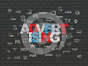 Marketing concept: Advertising on wall background