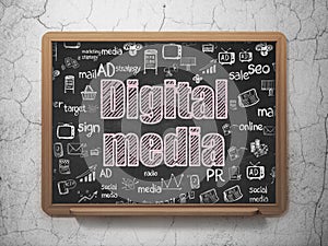 Marketing concept: Digital Media on School board background