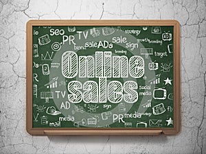 Marketing concept: Online Sales on School board background