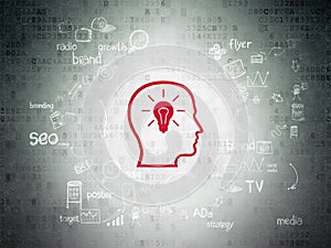 Marketing concept: Head With Lightbulb on Digital