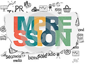 Marketing concept: Impression on Torn Paper background