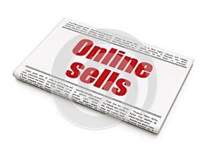 Marketing concept: newspaper headline Online Sells