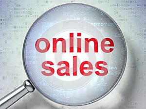 Marketing concept: Online Sales with optical glass