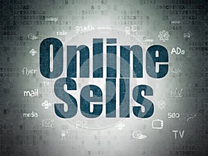 Marketing concept: Online Sells on Digital Data Paper background