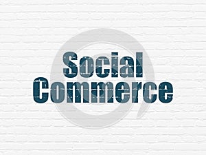 Marketing concept: Social Commerce on wall background