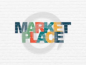 Marketing concept: Marketplace on wall background photo