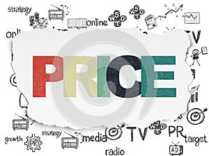 Marketing concept: Price on Torn Paper background