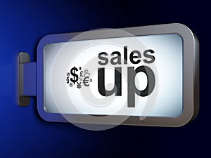 Marketing concept: Sales Up and Finance Symbol on billboard background