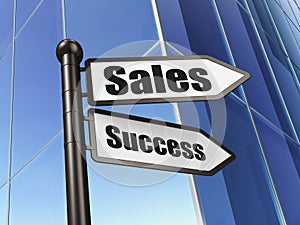 Marketing concept: sign Sales Success on Building background