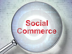 Marketing concept: Social Commerce with optical glass