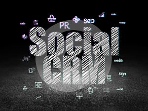 Marketing concept: Social CRM in grunge dark room