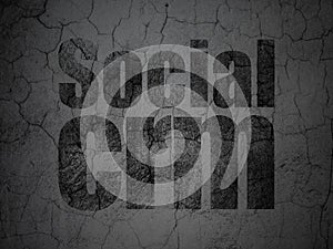 Marketing concept: Social CRM on grunge wall background