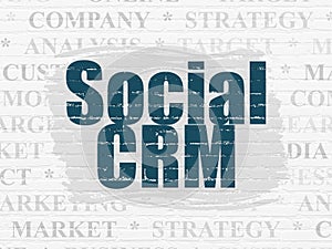 Marketing concept: Social CRM on wall background